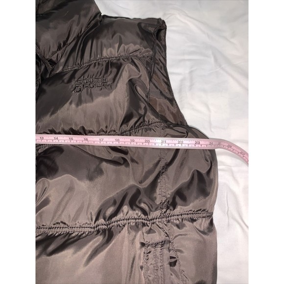 Southpole Mens XL thick Puffer Vest Dark Brown Zipper  With Front Pockets, Logo - Picture 9 of 9
